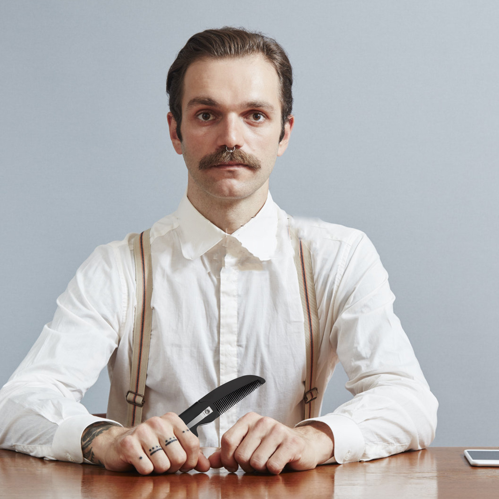 Men'S Grooming Tool - 4-teiliger faltbarer Bartkamm für Männer, tragbarer