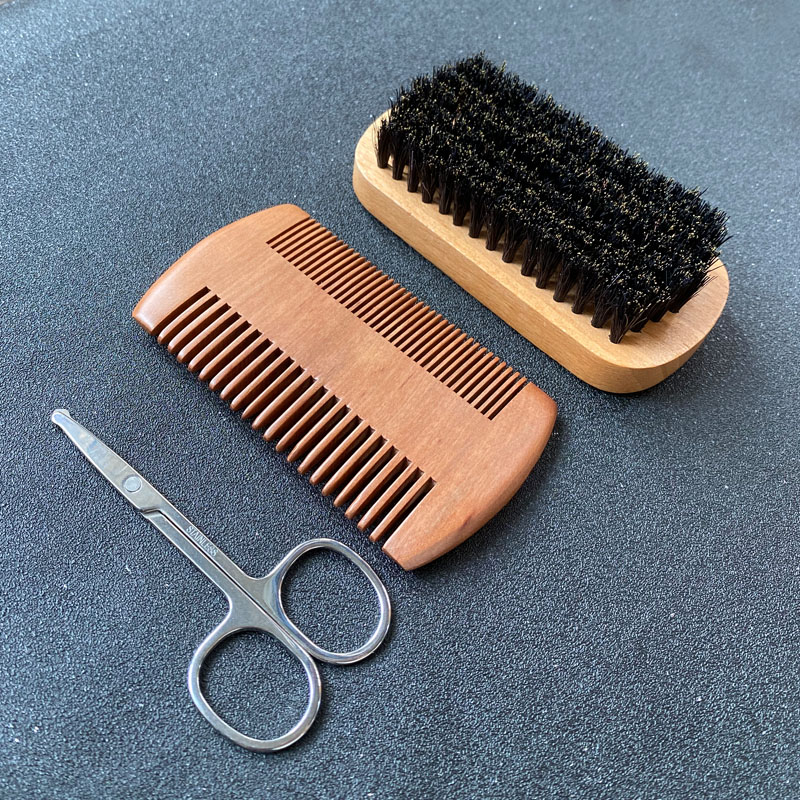 Men Grooming Hygiene - Bartpflege-Set für Männer, Bartbürste, Borstenmaterial, Bartkamm,