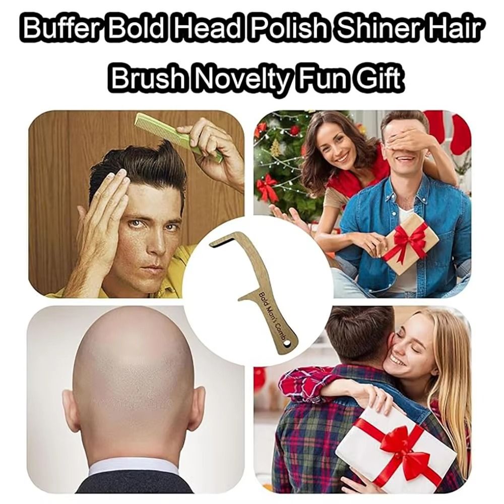 Men'S Grooming Tool - Holzkamm für Glatzköpfige, Lustige Form, Kratzfreier