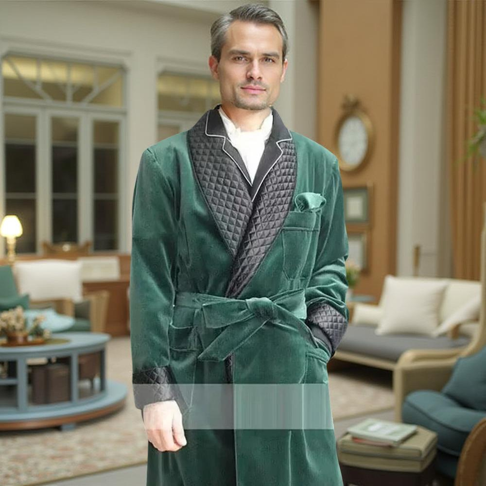 X Men Grooming - Samt rauchende lange Herrenjacke, 1-teilig, Schalkragen,